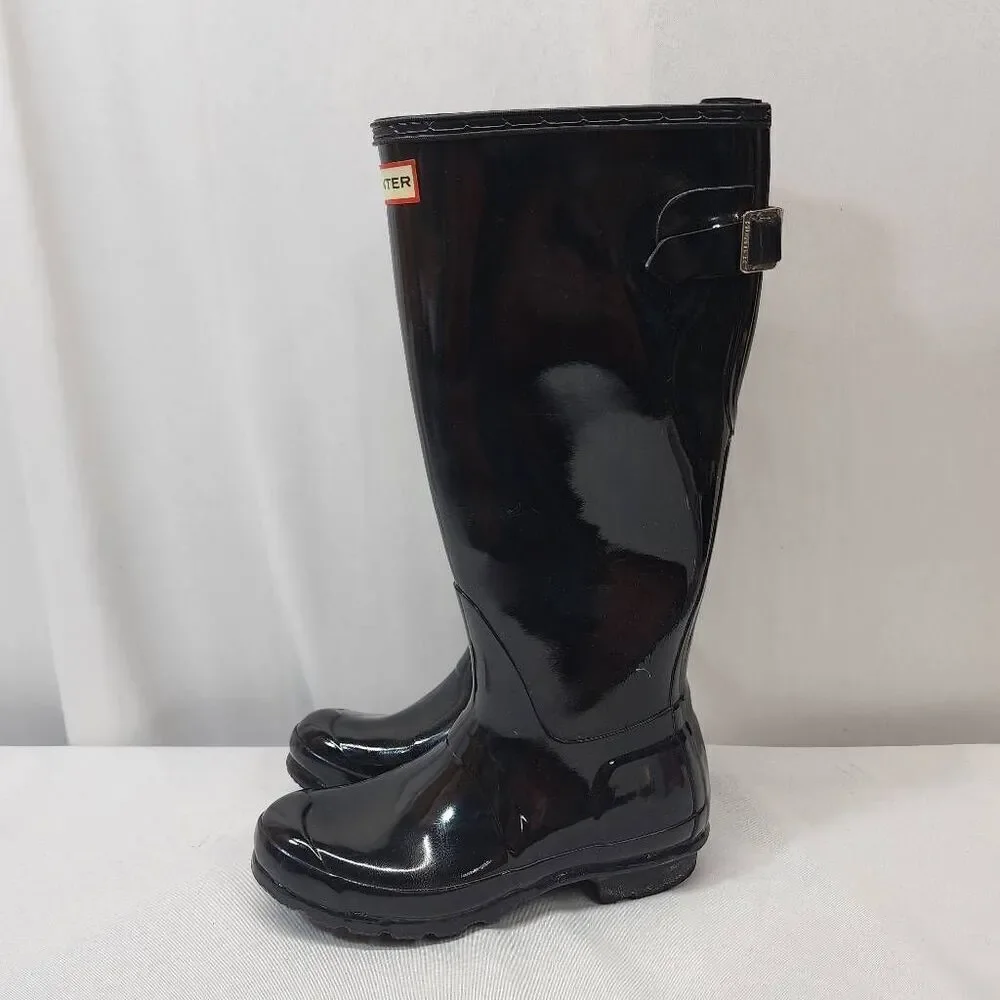 Hunter Original Tall Gloss Rubber Rain Boots Women's US 6